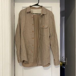 Muji Beige Linen Long Sleeve Shirt